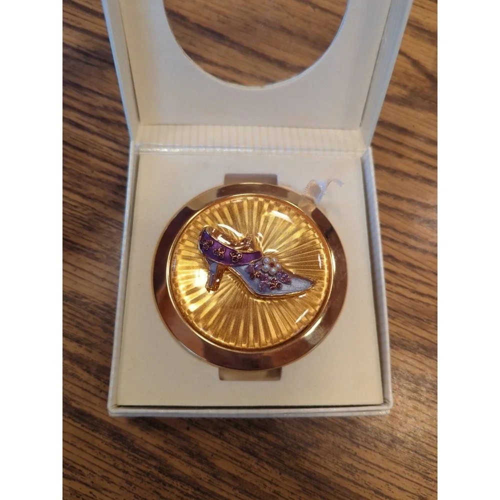 Roman Inc. USA Fancy Women's Victorian Shoe Gold Plate Mirror‎ Compact